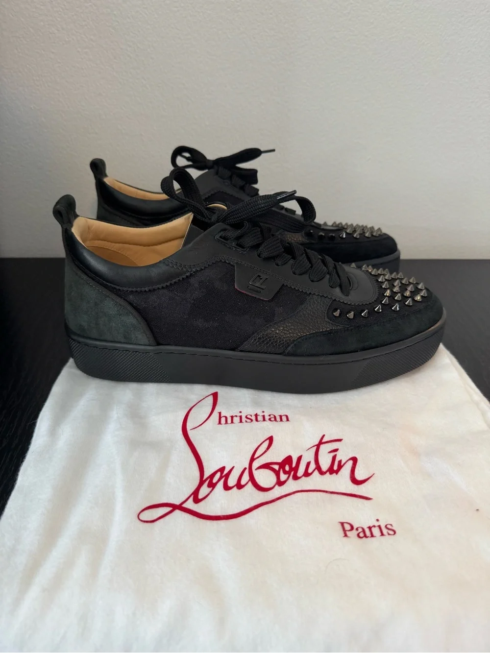 Christian Louboutin Happyrui Spikes Black Sneakers – Men’s Size 42 (US 9)